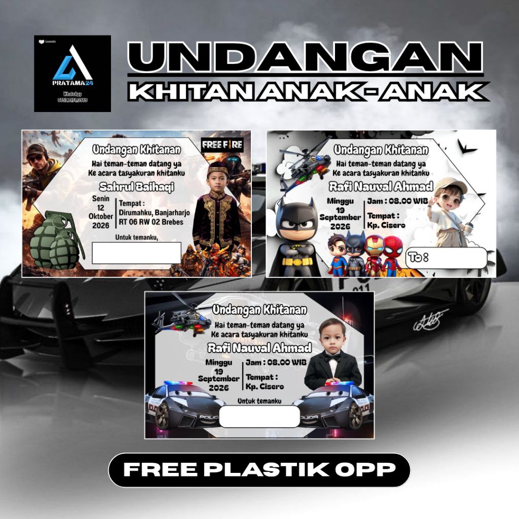 Undangan khitan anak/undangan permen/undangan khitan minimalis/undangan khitan mini