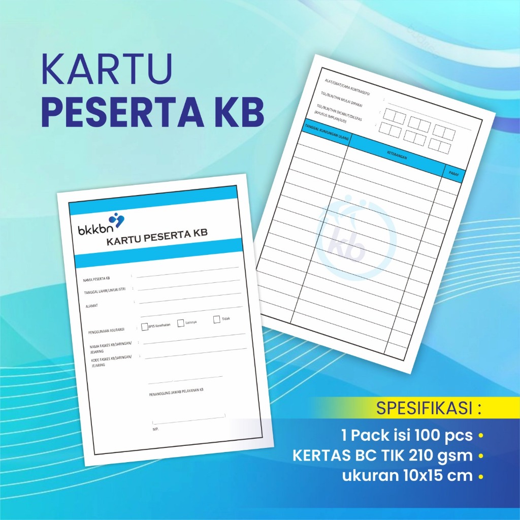 Kartu Peserta KB BKKBN Isi 50 Lembar | Kartu Kontrol KB | Form Peserta KB | Kertas BC TIK 210 gsm Uk