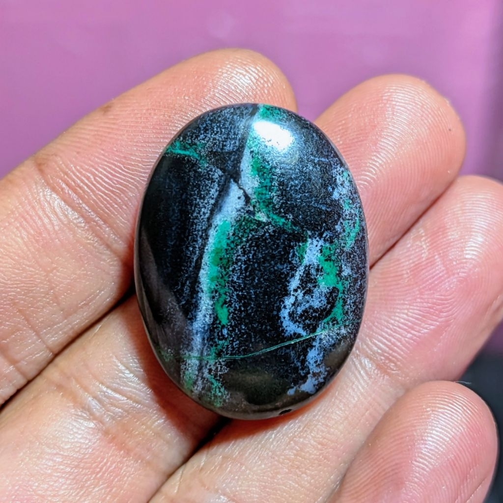 Batu Aki Garut Darson Biru Hitam Motif Lawas, Dim jumbo, Tinggal Naik Ring Perak, Wajib Di Koleksi.