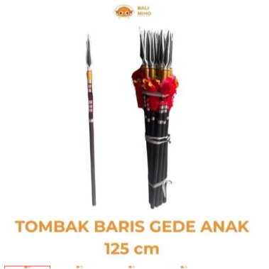 ready Tombak Baris Gede Anak anak 125 cm - Tombak Tari Bali - Tombak Bali - Tombak Mainan - Tombak K