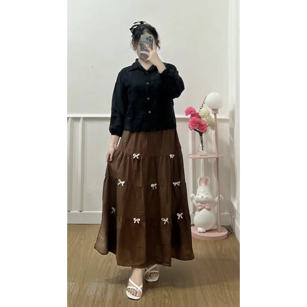 One Set Zefa Setelan Wanita Kemeja + Rok Panjang