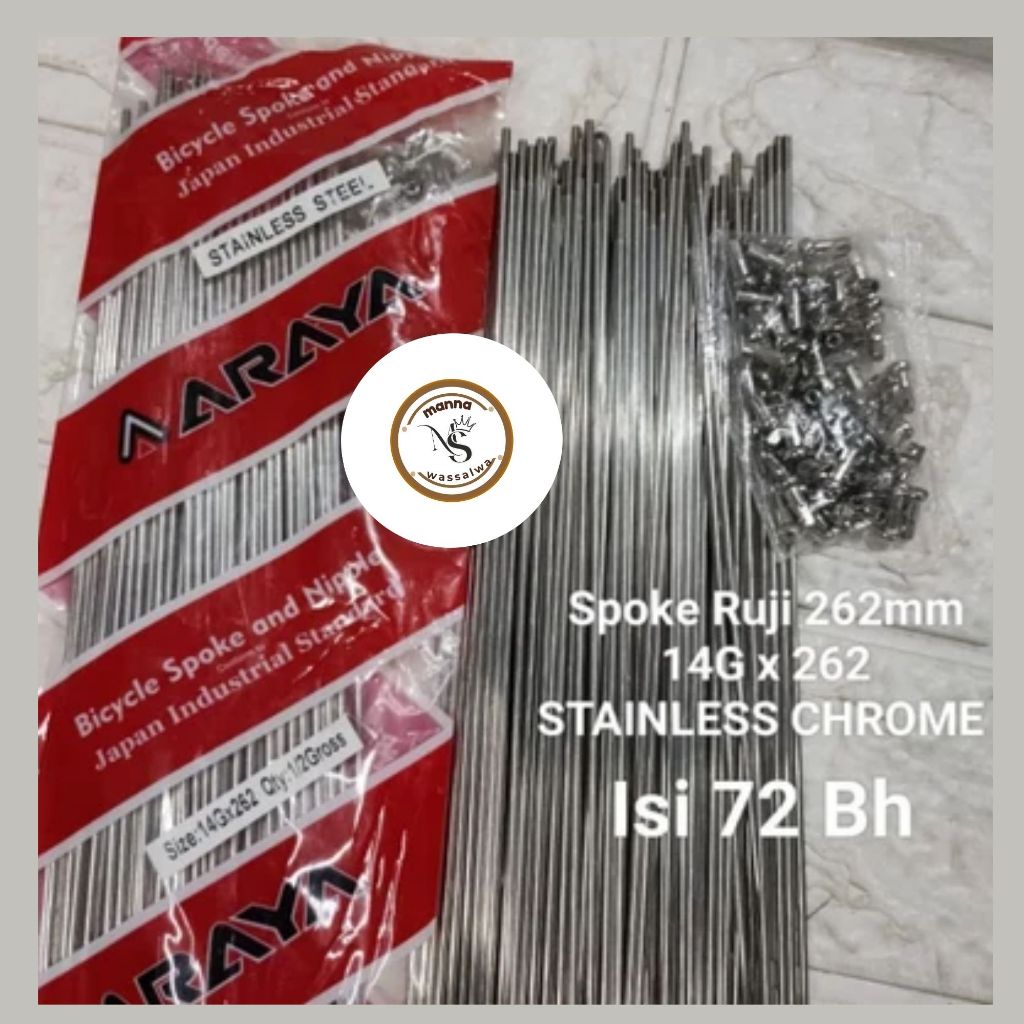 Spoke Ruji Jari-jari 262 ARAYA Stainless Chrome 262mm Velg Rims Sepeda 26