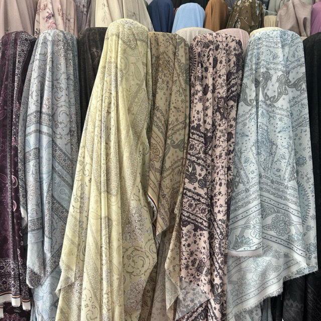 BAHAN CERUTY BABYDOLL PREMIUM / MOTIF CASHMERE / KAIN METERAN MOTIF / KAIN TRANSPARAN