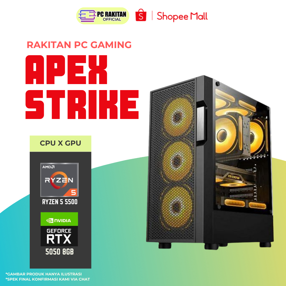 RAKITAN PC GAMING APEX PREDATOR RYZEN 5 5500 RTX 5050 8G/ 16GB 512GB