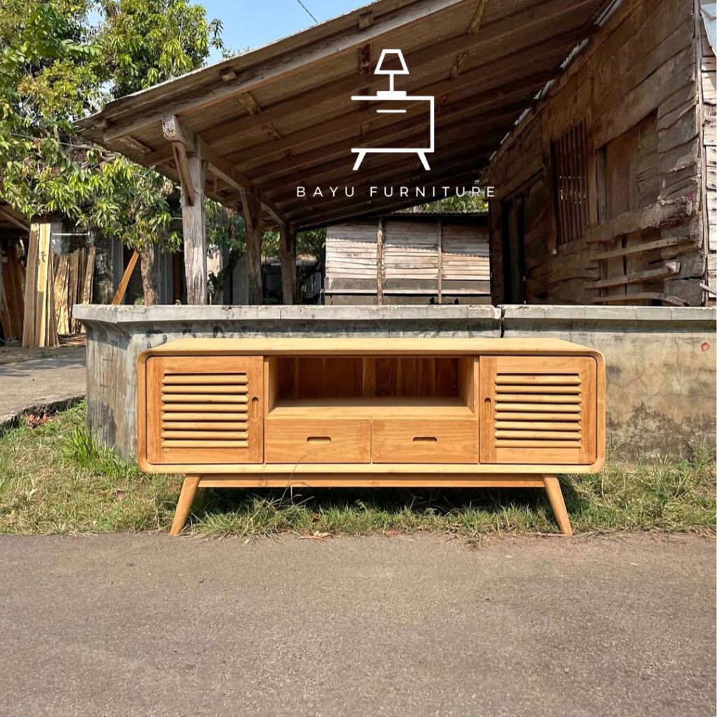 meja TV full kayu jati/buffet retro minimalis modern panjang 150cm