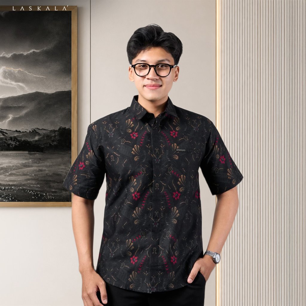 Laskala Batik Premium Raha Kemeja Batik Pria Slimfit Lengan Pendek