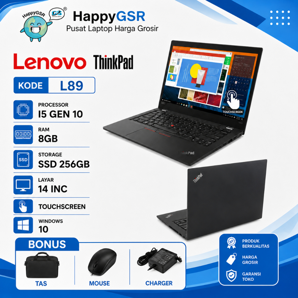 L89/Laptop Lenovo ThinkPad I5 G10 RAM 8GB SSD 256GB 14Inc TouchScreen/Laptop HappyGSR