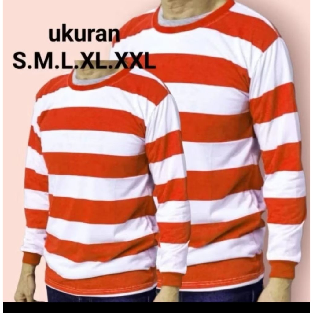 Kaos Sakera Lengan Panjang/Kaos Sablon Merah Putih Lengan Panjang