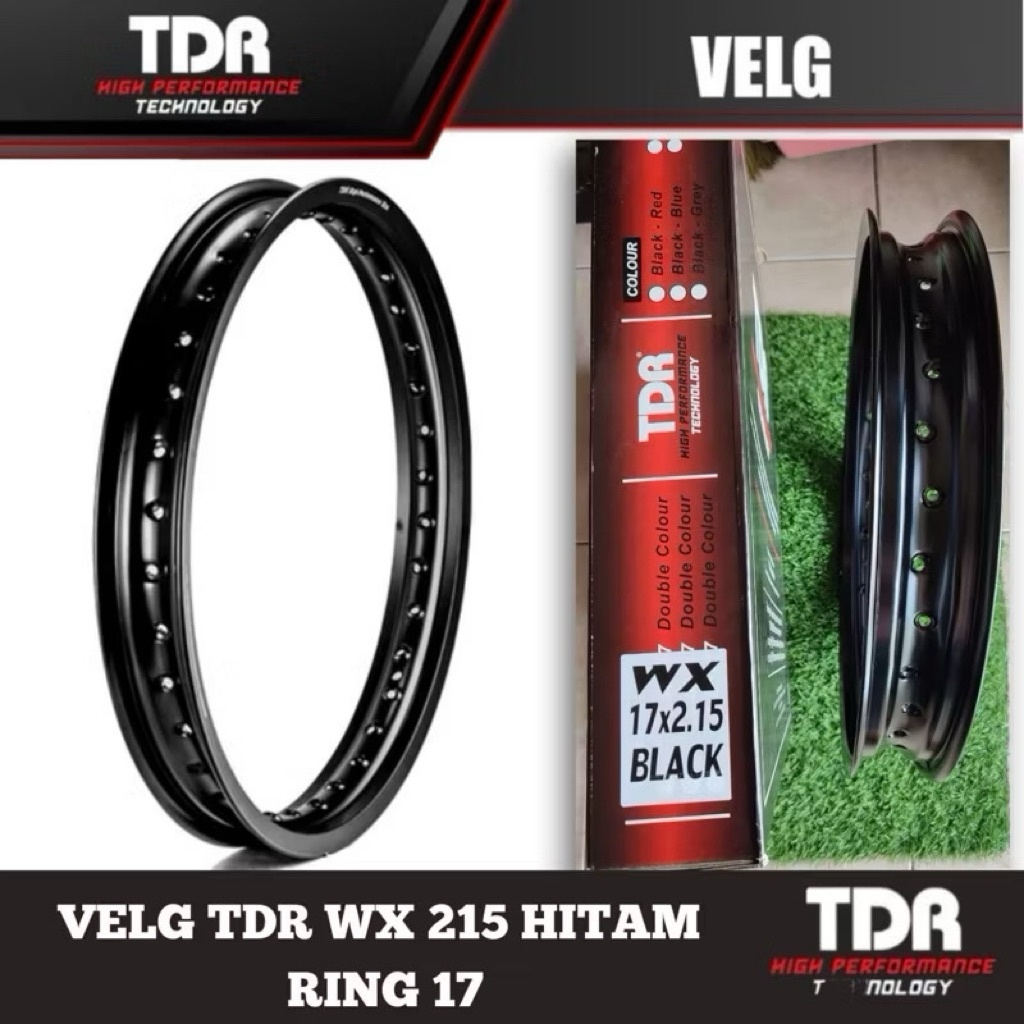 VELG TDR 17 UKURAN 215 WARNA BLACK GLOSSY RING 17 TDR