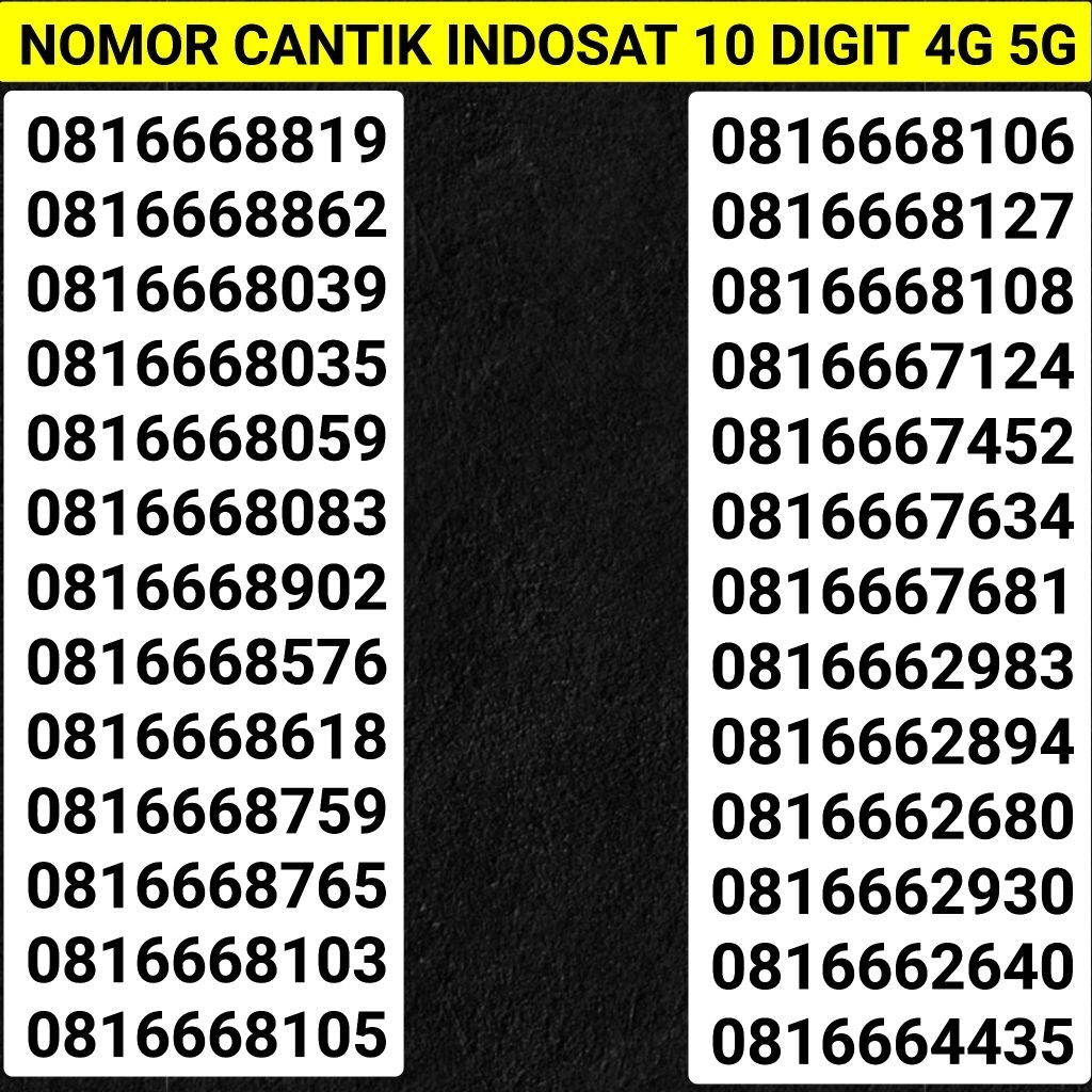 Nomor cantik Indosat im3 10 digit 4G plus 5G Langka