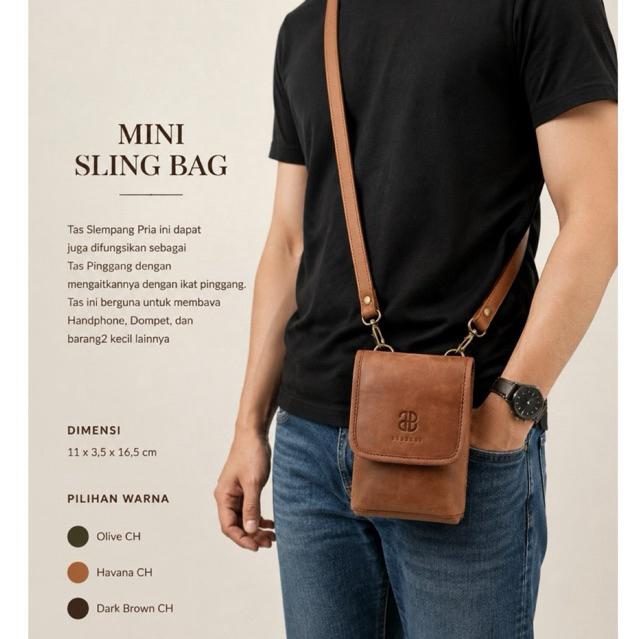 ABEKANI MINI SLING BAG Tas Pria Tas Pinggang Tas HP Mini Sling Bag