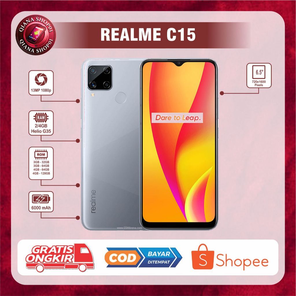HP REALME C15 Ram 4/64Gb HP Second MURAH Normal Siap Pakai
