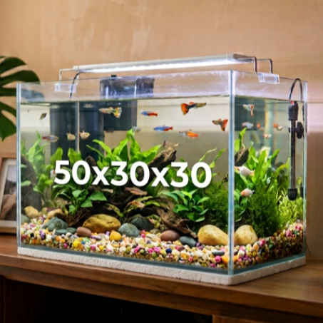 AQUARIUM 50X30X30cm POLOS - KETEBALAN KACA 5MM - TANK IKAN HIAS - KOSANIKAN