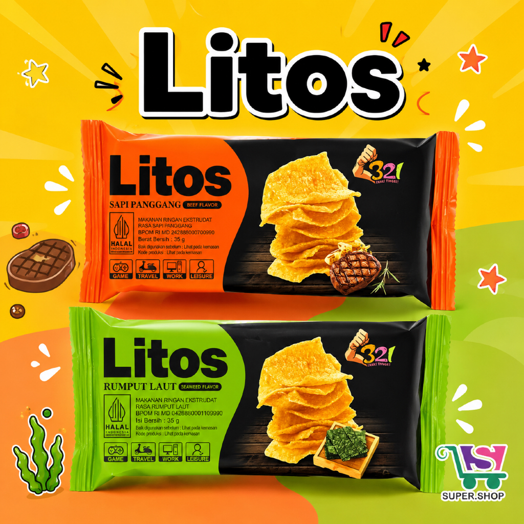 LITOS Snack Rumput Laut / Sapi Panggang 35 Gram