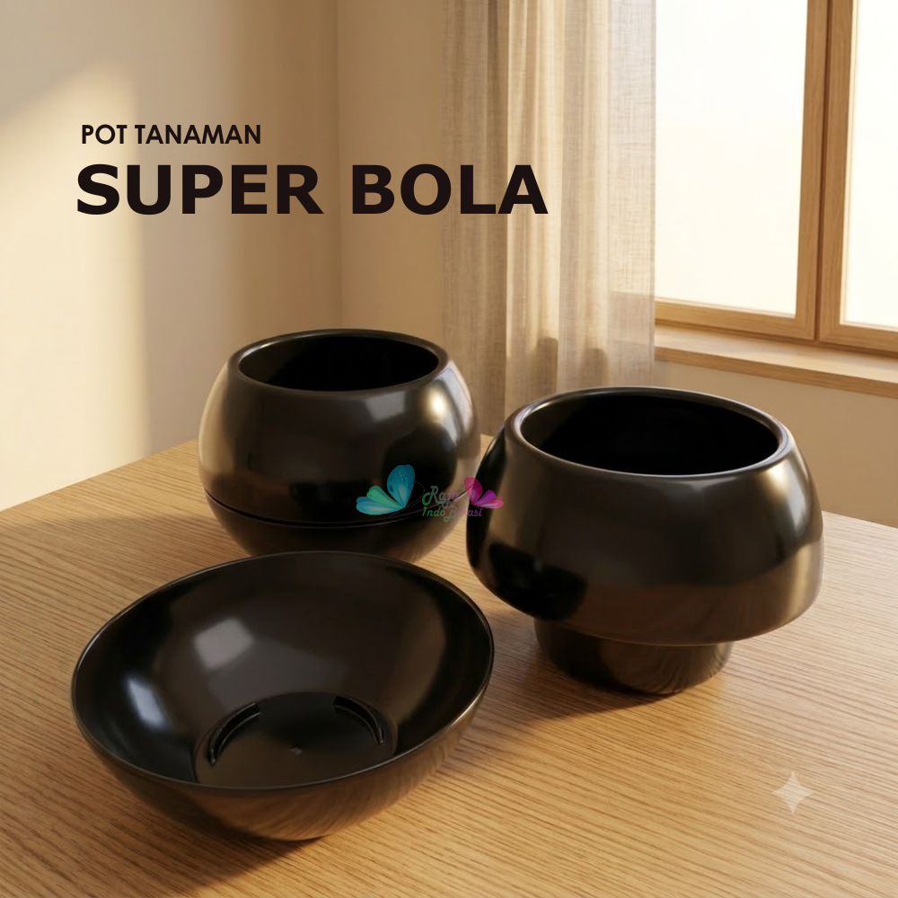 TERLARIS Pot Super Bola  Hitam Pot Bulat Vienna Putih Coklat Besar Pot Bola Vienna 677 676 Anggrek M