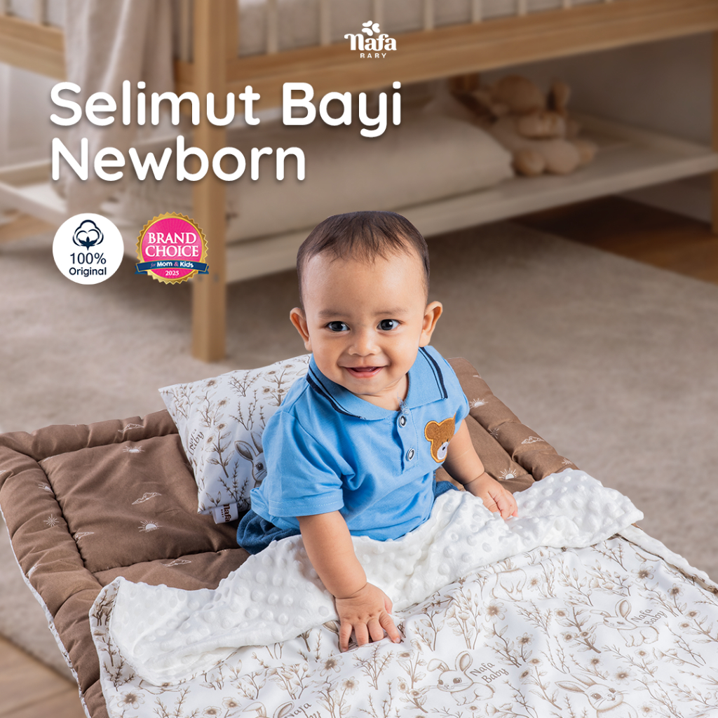 NAFA BABY - Selimut Bayi Newborn 2 Sisi | Baby Blanket Minky Dot Sensory Lembut Muslin & Microsilk