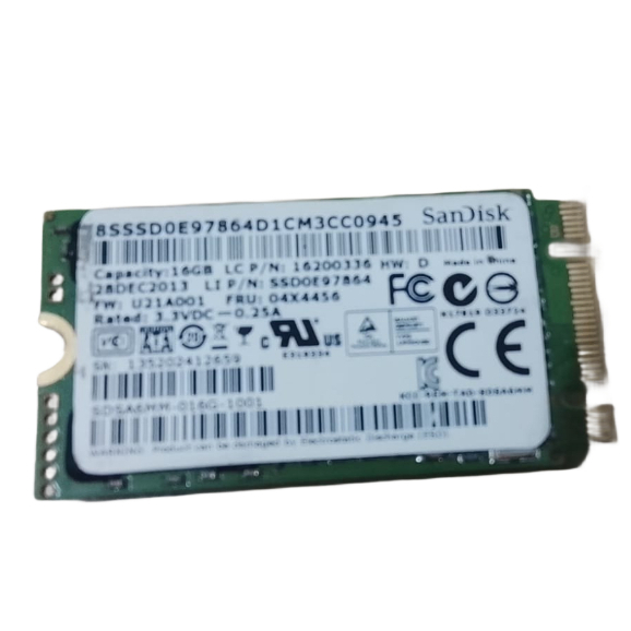 SSD0E97864 SanDisk 16GB M.2 SATA internal 42mm Solid State Disk (SSD) for Lenovo ThinkPad S1 and Yog