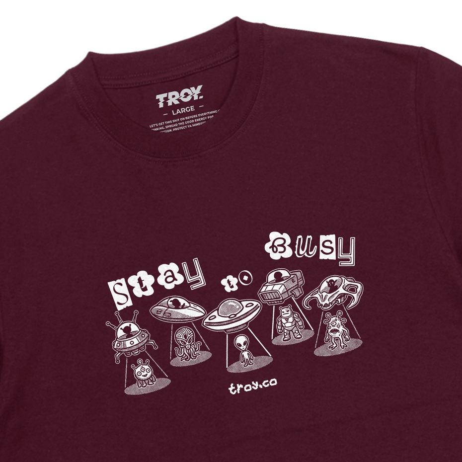 Troy Company T-Shirt Maroon UFOS - Kaos Pria Lengan Pendek Merah Maroon MTD 3672