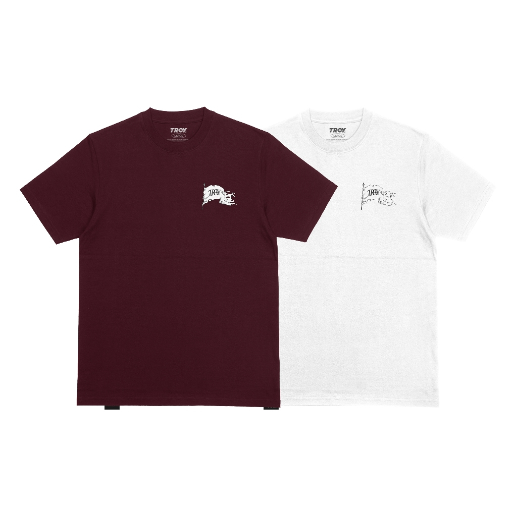 Troy Company T-Shirt Maroon White Flac - Kaos Pria Lengan Pendek Maroon Putih MTD 3674