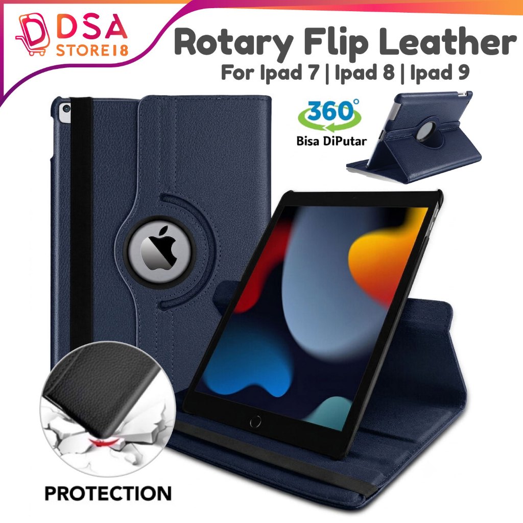 Casing iPad Gen 9 8 7 / Case iPad 9th 8th 7th Generation Rotary 360° Flip Cover Case - iPad 9