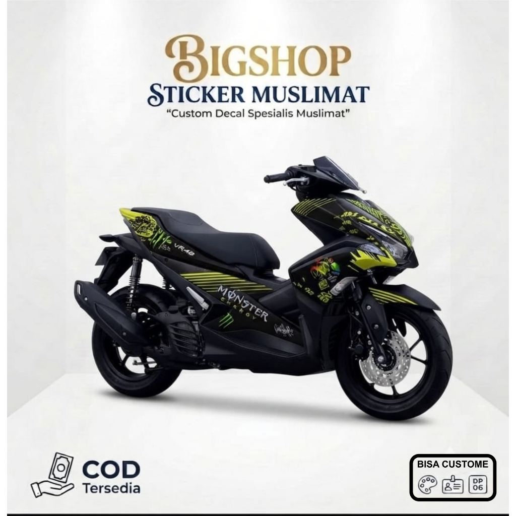 Decal Sticker Aerox 155 livery rossi hitam kuning