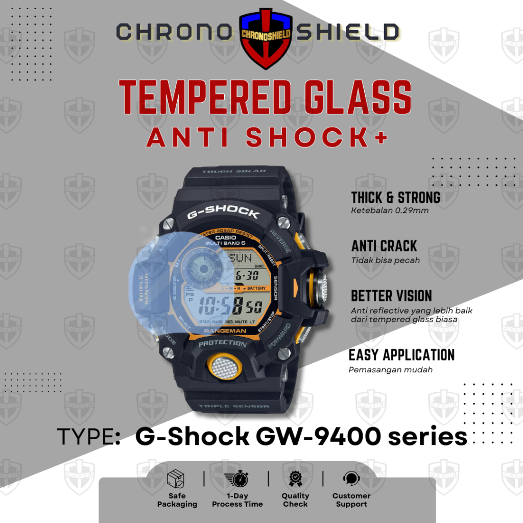 Antishock Tempered Glass untuk G-Shock GW9400 GW 9400 GShock GW-9400