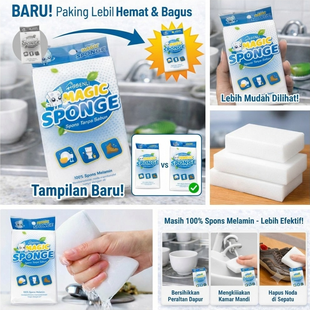 MH - Spons Ajaib Magic Sponge Melamine Pembersih Kerak Karat Panci Wastafel Noda Membandel