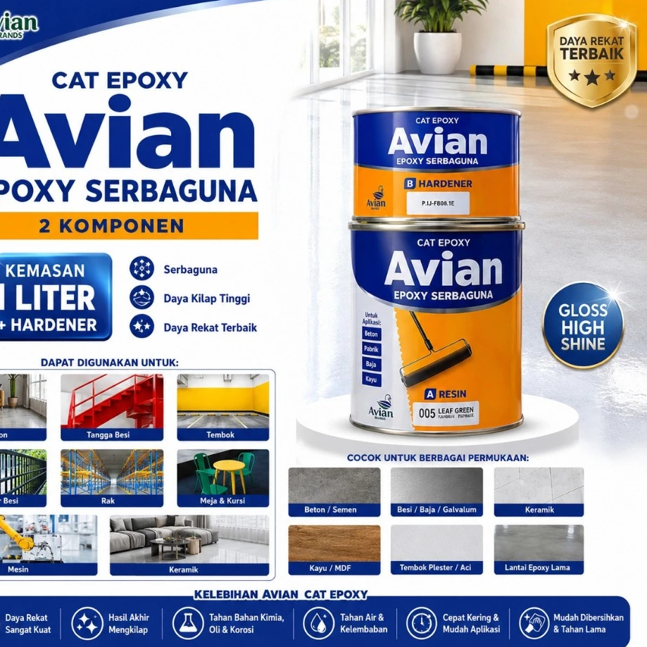 Avian Cat Epoxy Lantai 2 Komponen / Avian Epoxy Lantai 2 Komponen / Avian Cat Epoxy Serba Guna 2 Kom