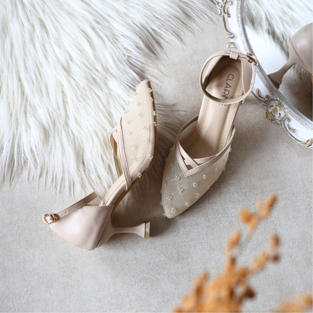 CIKUSHOES - Rianty Heels Wedding Bridal Payet Beige 7cm