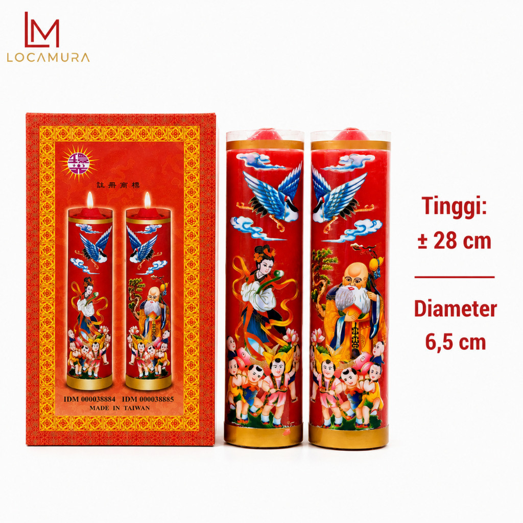 Lilin Sembahyang Taiwan Tiga 3 Kati 28 cm Penerangan Altar Ibadah Doa Ritual Kelenteng Vihara Cahaya