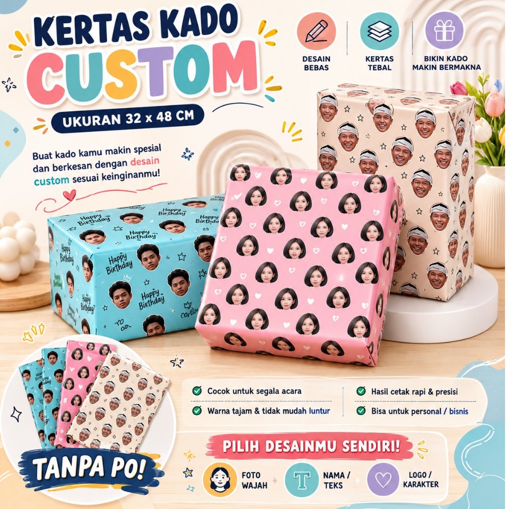 Kertas Kado aesthetic / KERTAS KADO CUSTOM  / KERTAS KADO FOTO