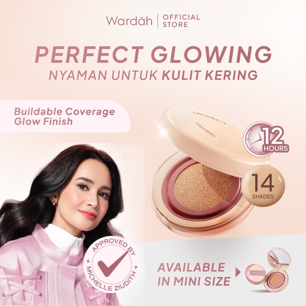 4 NEW SHADES Wardah Cushion Glow Colorfit Perfect Glow Cushion 15 g - Medium-High Coverage Hingga 12