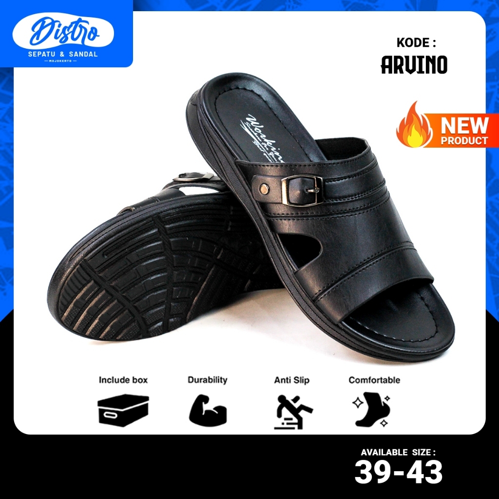 Sandal Slop Pria Casual Working Arvino Size 39-43