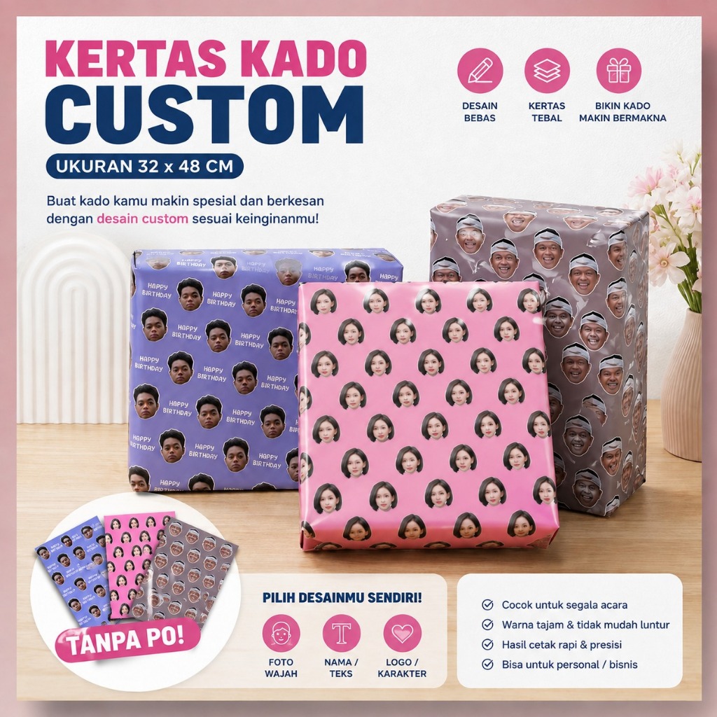Kertas Kado aesthetic / KERTAS KADO CUSTOM  / KERTAS KADO FOTO