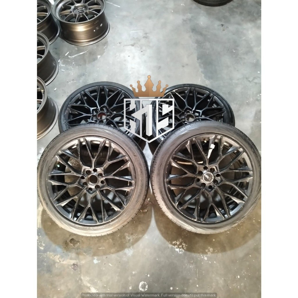Velg HSR SLOUX R18x8 PCD 4x100 4x114.3 ET45 Black + Ban Yokohama & Falken 215/40 R18 Seken Copotan