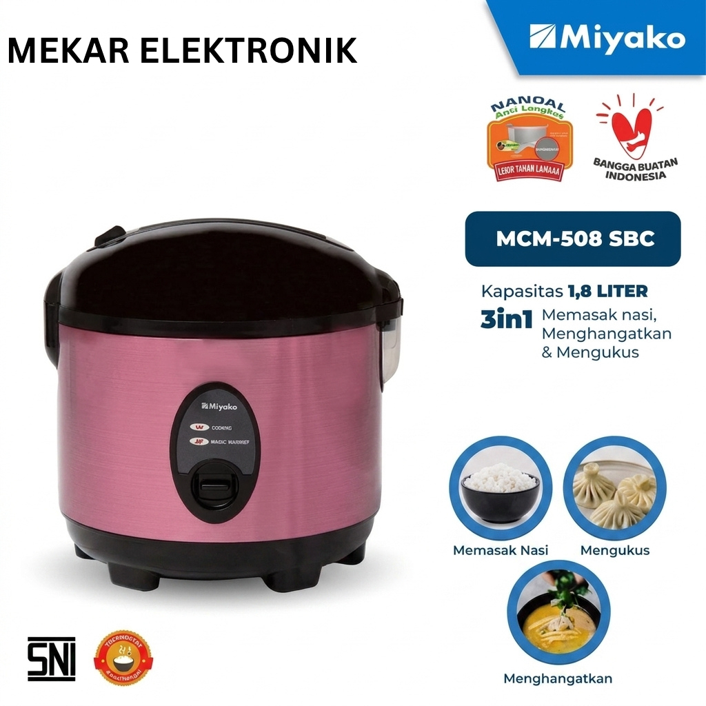 Miyako MCM-508 SBC Rice Cooker 1.8L Mejikom MCM508 SBC Anti Lengket