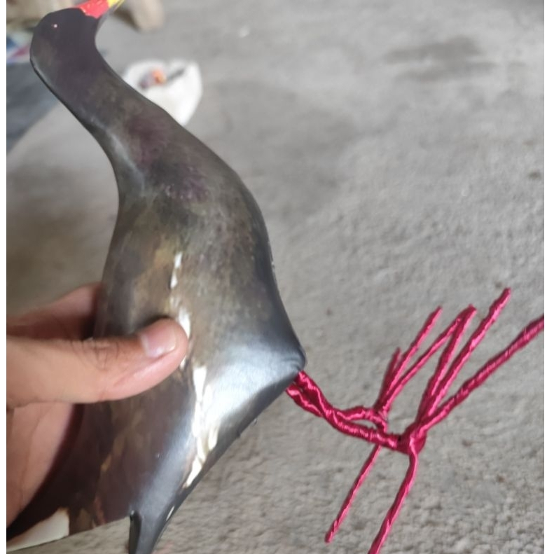 jontrot burung mandar batu / patung manuk pelan mandar hitam mirip asli/dekoy boneka burung peruk
