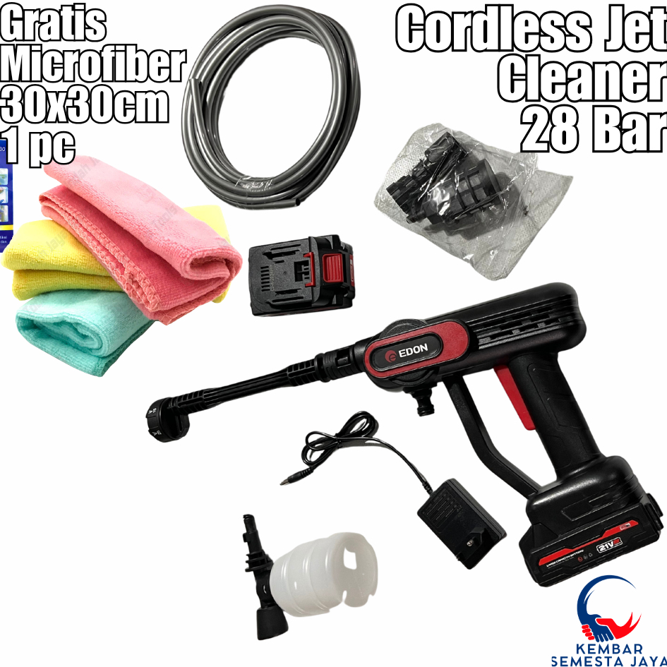 EDON Jet Cleaner Cordless UPW-21A NOZZLE 6in1 Gratis MICROFIBER Alat Semprot Air Portable Koper Cuci