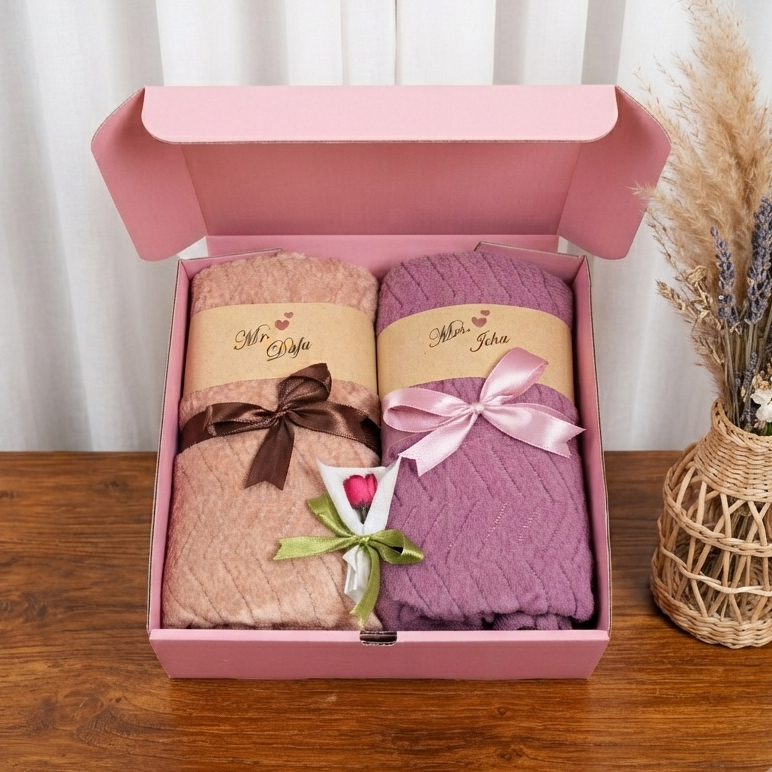 HAMPERS HANDUK DEWASA  UK 70 X 140 CM HADIAH WEDDING ULANGTAHUN ENGAGEMENT GRADUATION/ KADO WEDDING 