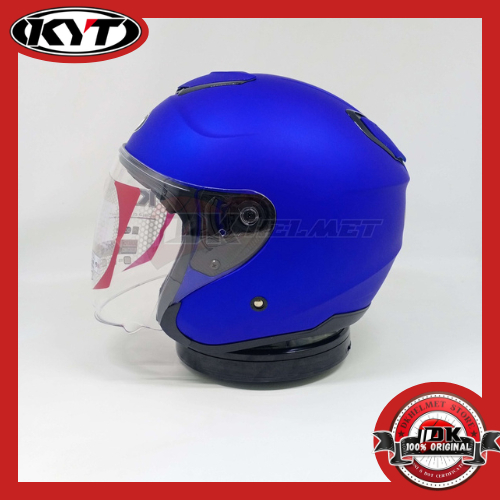 Helm Half Face KYT Kyoto R Solid Metalized Flat Blue Biru Tua Polos Original Murah