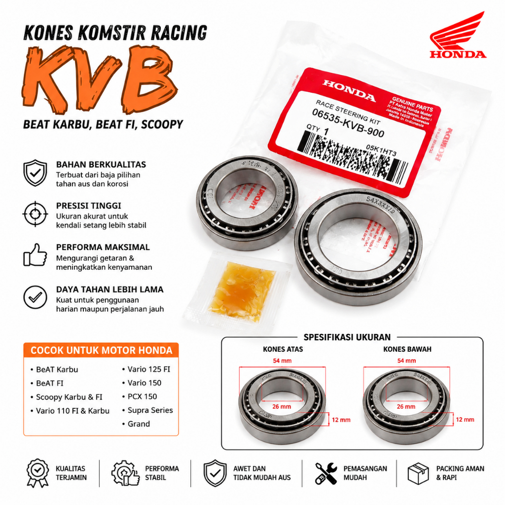 Komstir Racing Bambu KVB Honda Beat Scoopy Vario PCX Supra Grand Original