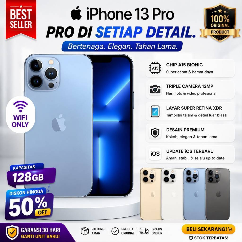 iPhone 13 Pro 256GB Second Original 100% INTER 6.1" OLED Ori Fullset Mulus Like New Hp 3utools