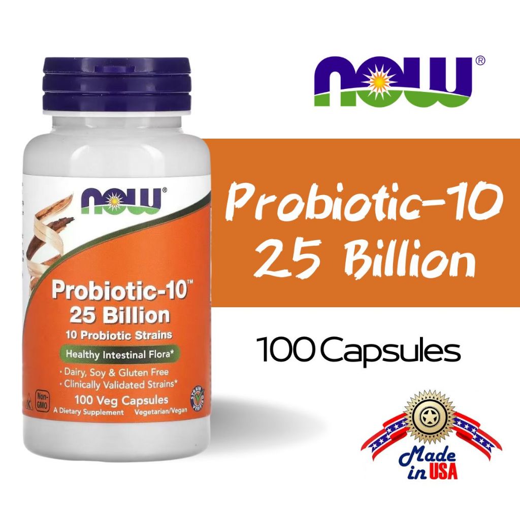 Now Foods NowFoods Probiotic-10 Probiotic 10 25 Billion 100 Veg Vitamin Probiotik EXP 2029