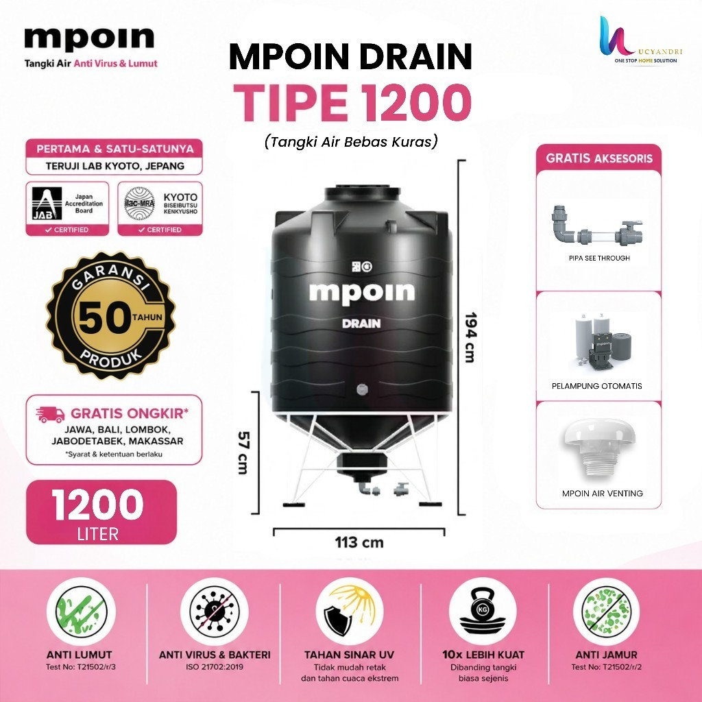 Toren Air 1100 L Mpoin 1200 Drain Tangki Air Mpoin Plus Berkualitas