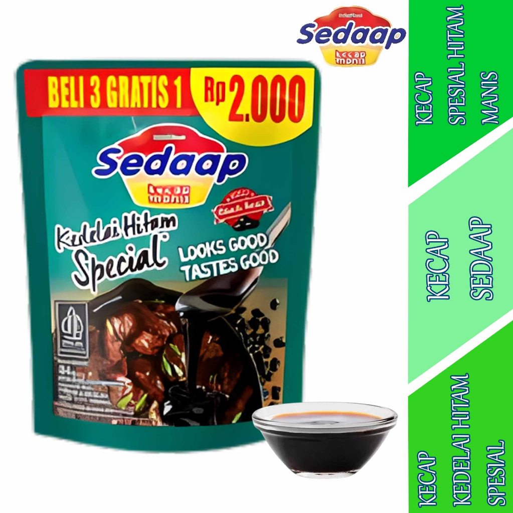 Kecap Kedelai Hitam Spesial - Kecap Sedaap - Kecap Spesial Hitam Manis - 77gr