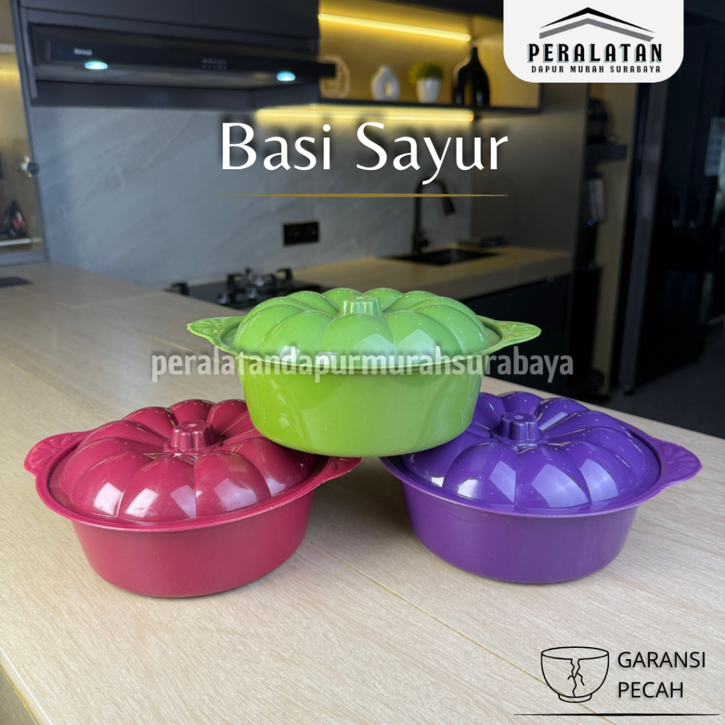 (12 PCS) BASI SAYUR PLASTIK / BASI TUTUP BULAT / TEMPAT SAYUR TUTUP / BASI SAYUR MURAH