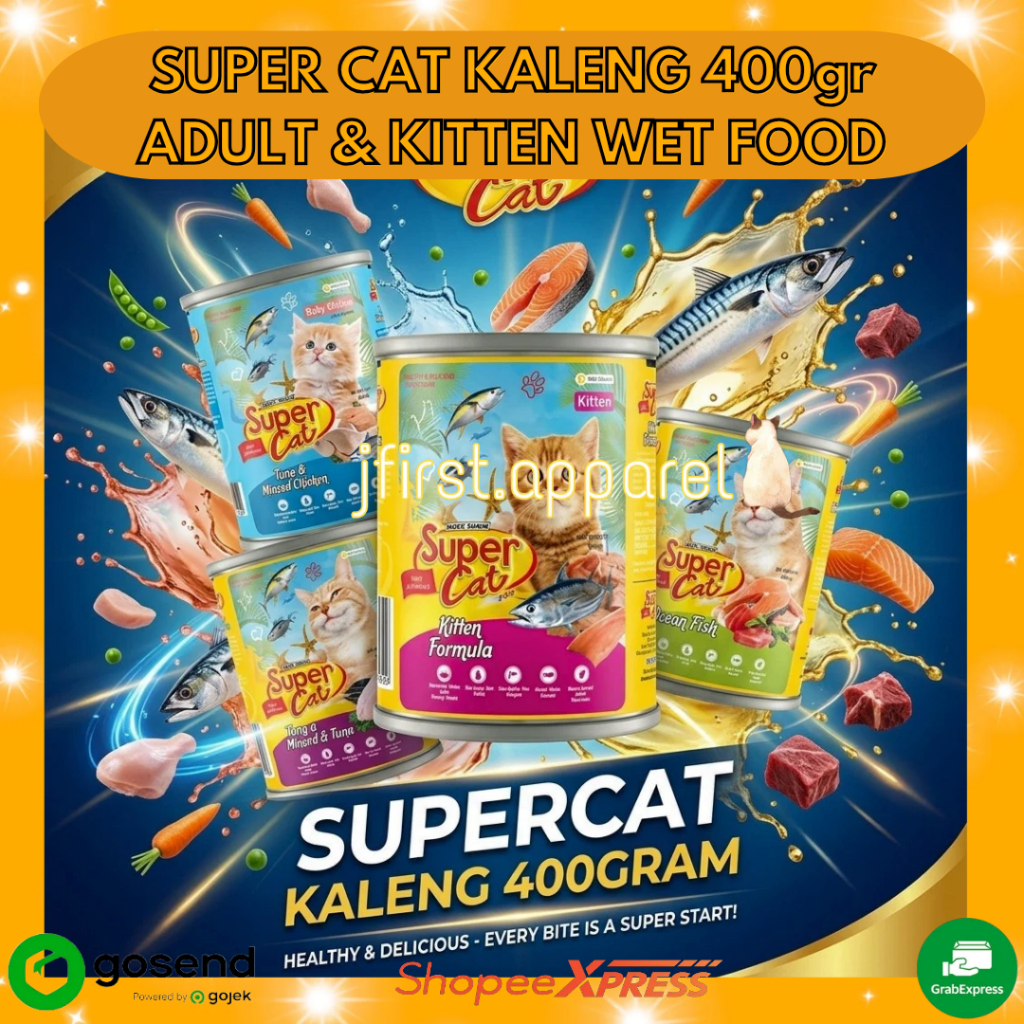 SUPER CAT KALENG 400g | SUPER CAT KITTEN KALENG | SUPERCAT ADULT KALENG