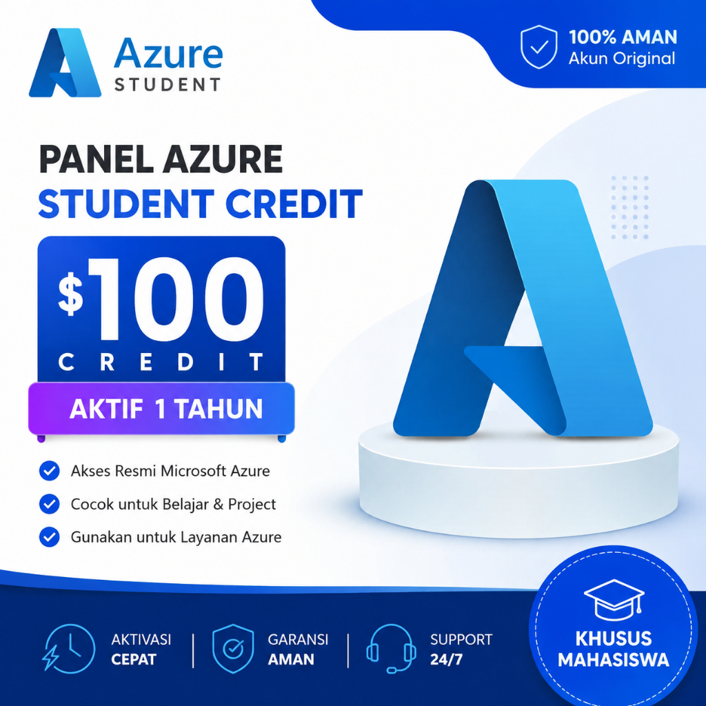 Panel Azure Student Credit $100 1 Tahun