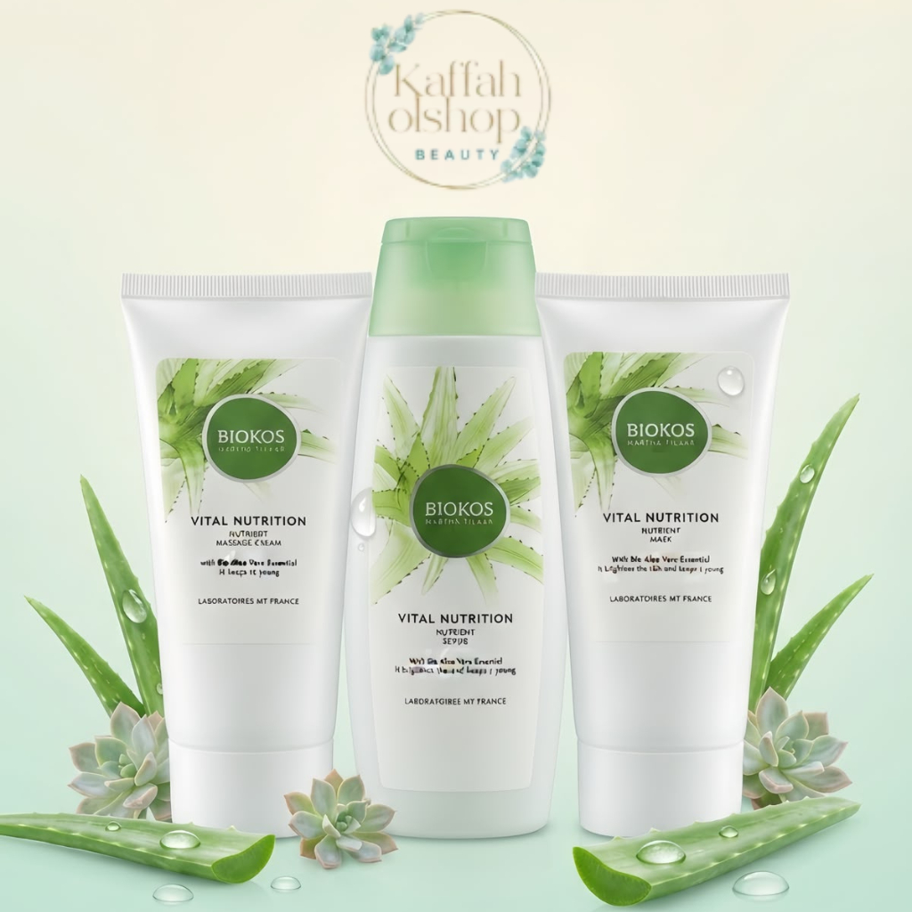 BIOKOS PAKET FACIAL HEMAT 3 PRODUK EXTOLIATING LOTION, MASSAGE CREAM, GEL MASK