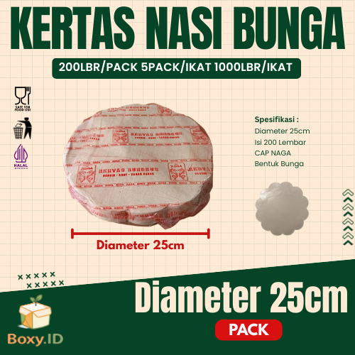 PACK Kertas Nasi KFC 27x25 cm / Kertas Kebab Burger / Kertas Nasi Bunga / CAP GAJAH / YOUNG / NAGA